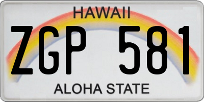 HI license plate ZGP581
