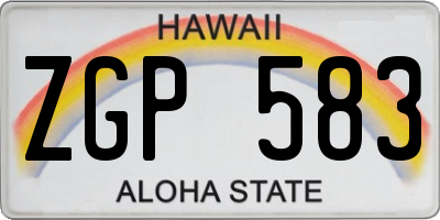 HI license plate ZGP583