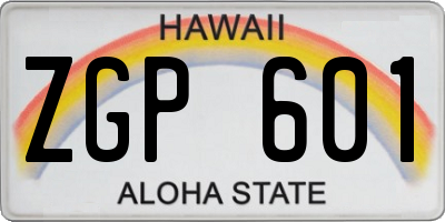 HI license plate ZGP601