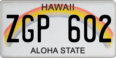 HI license plate ZGP602