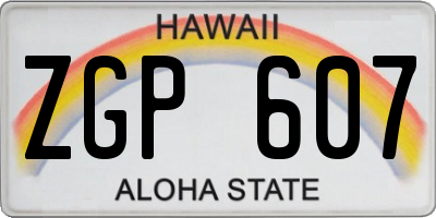 HI license plate ZGP607