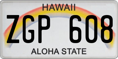 HI license plate ZGP608