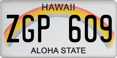 HI license plate ZGP609