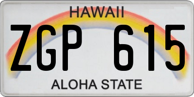 HI license plate ZGP615