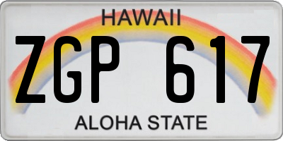 HI license plate ZGP617