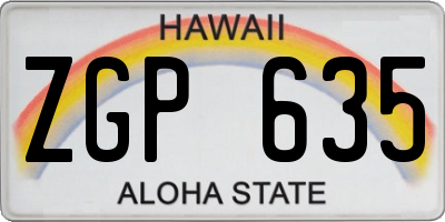 HI license plate ZGP635