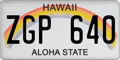 HI license plate ZGP640