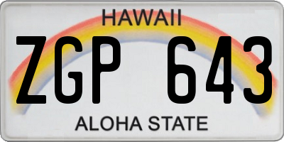 HI license plate ZGP643