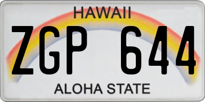 HI license plate ZGP644