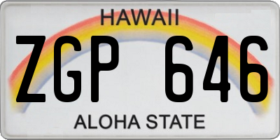 HI license plate ZGP646