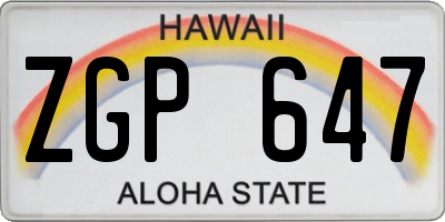 HI license plate ZGP647