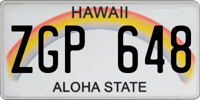 HI license plate ZGP648