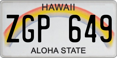 HI license plate ZGP649
