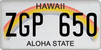 HI license plate ZGP650