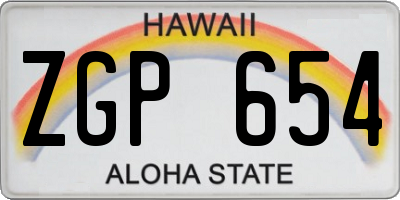 HI license plate ZGP654