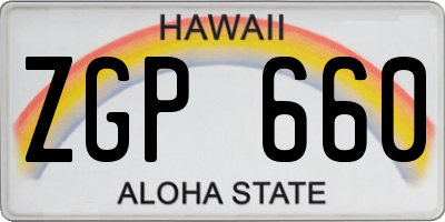 HI license plate ZGP660