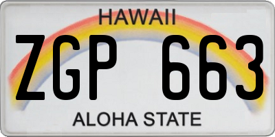 HI license plate ZGP663
