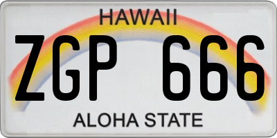 HI license plate ZGP666