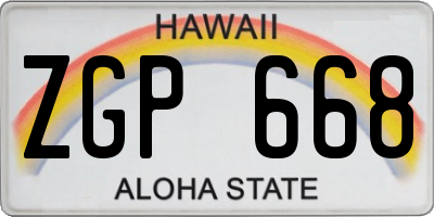 HI license plate ZGP668