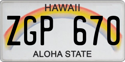 HI license plate ZGP670