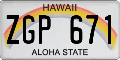 HI license plate ZGP671