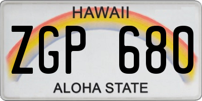 HI license plate ZGP680