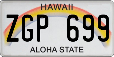 HI license plate ZGP699