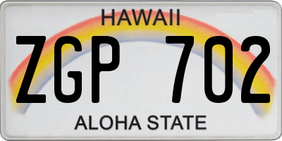 HI license plate ZGP702