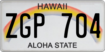 HI license plate ZGP704