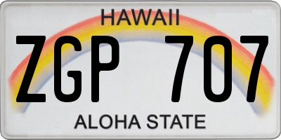 HI license plate ZGP707