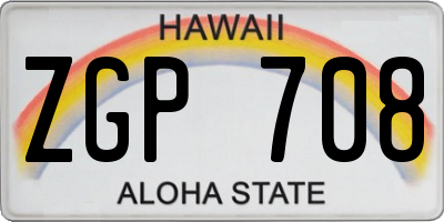 HI license plate ZGP708