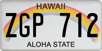 HI license plate ZGP712