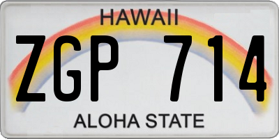 HI license plate ZGP714