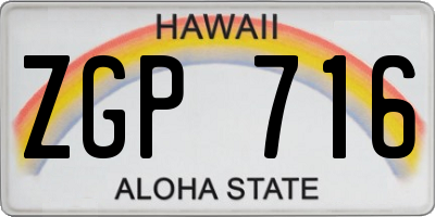 HI license plate ZGP716