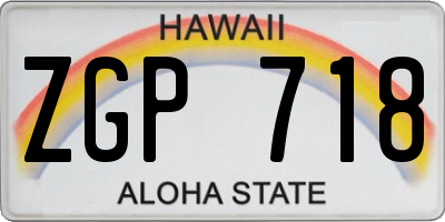 HI license plate ZGP718