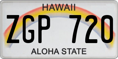 HI license plate ZGP720