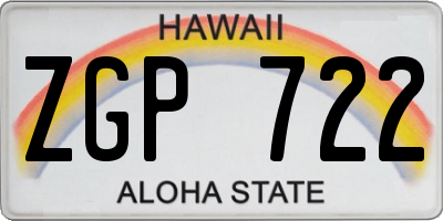 HI license plate ZGP722