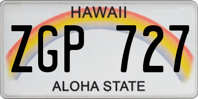 HI license plate ZGP727