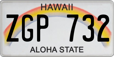 HI license plate ZGP732