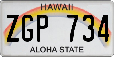 HI license plate ZGP734