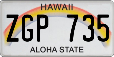 HI license plate ZGP735