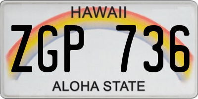 HI license plate ZGP736