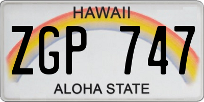 HI license plate ZGP747