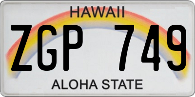 HI license plate ZGP749