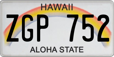 HI license plate ZGP752