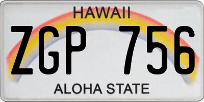 HI license plate ZGP756