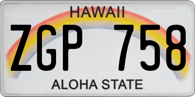 HI license plate ZGP758