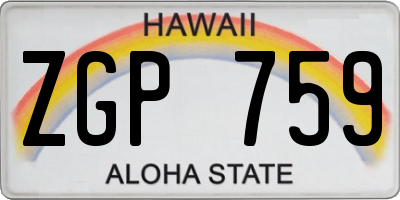 HI license plate ZGP759