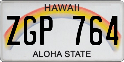 HI license plate ZGP764