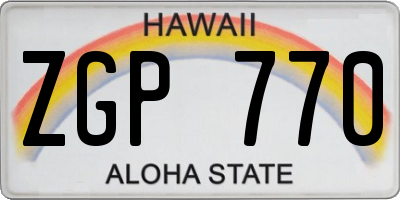 HI license plate ZGP770